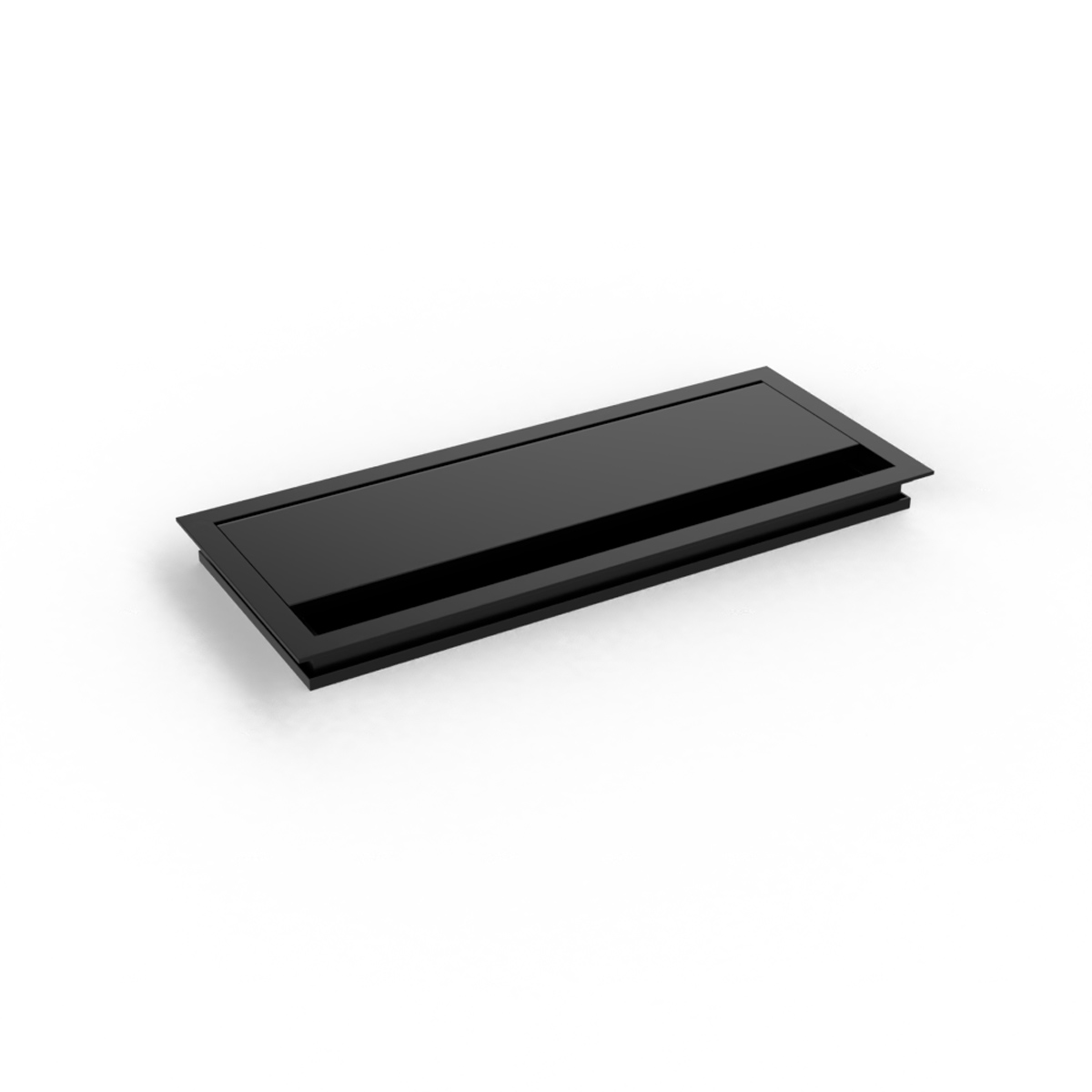 Kabeldurchlass mit Klappdeckel – schwarze Bürstendichtung – Aluminium black