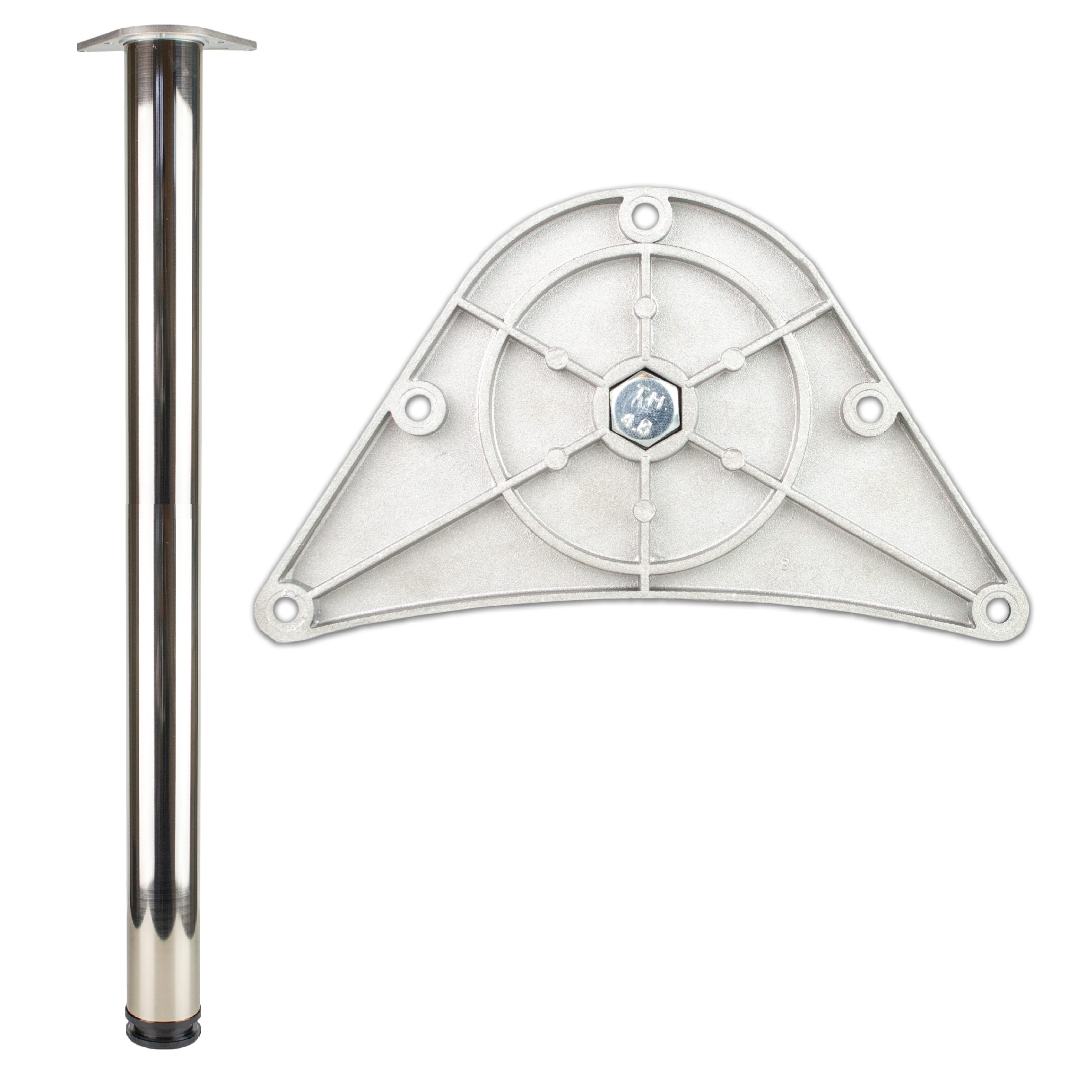Tischbein – Ø80 x 1100-1120 mm – Stahl – mit Platten-Befestigung – rund